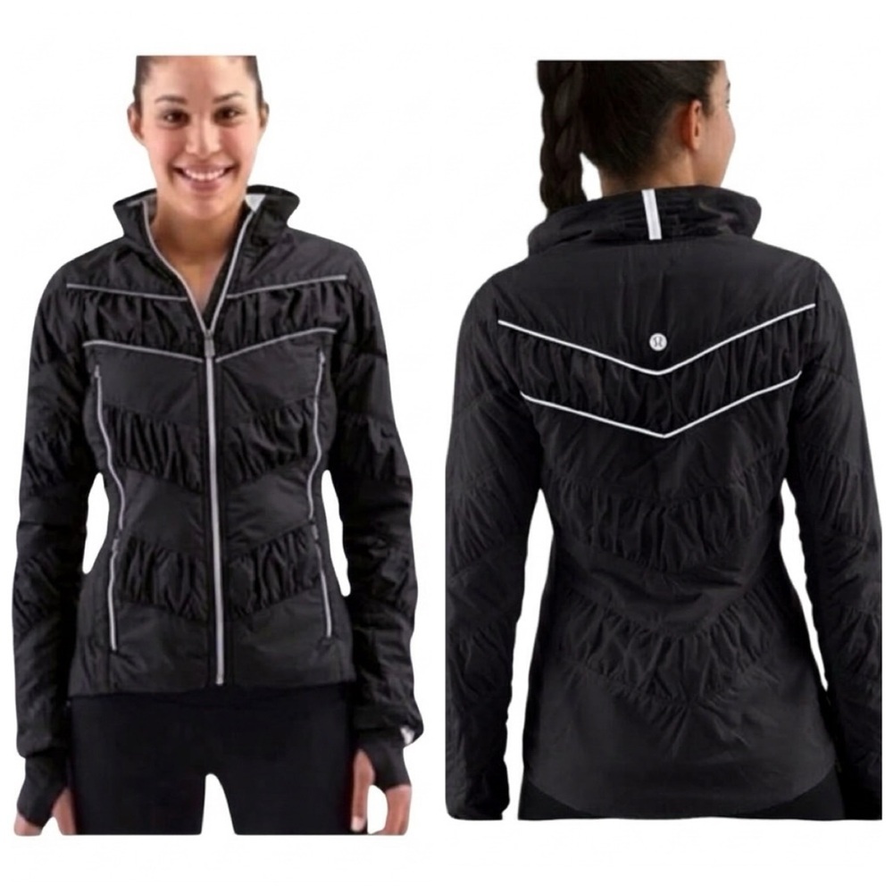 Lululemon Outward Bound Lightweight Puffer Jacket Ruched Zip Pockets Mesh Nylon
